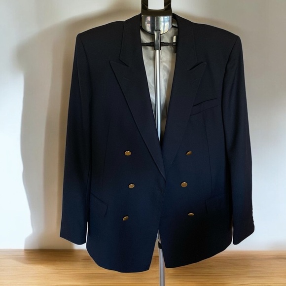 Club International Couture Wool Blazer Double Breasted Navy Blue Size 42 Tall - Picture 5 of 16